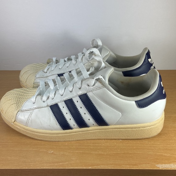Adidas Superstar 2 Shell Toe Sneakers Navy Blue Stripes Men’s Size 7.5 - Picture 10 of 13